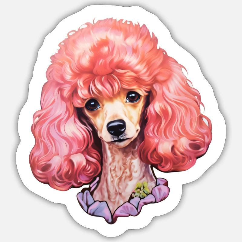Caniche bouclé - Sticker taille S (10 x 10 cm) - blanc mat