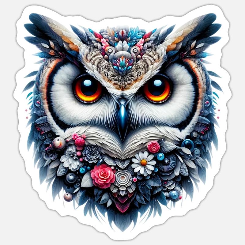 Eule - Sticker Größe S (10 x 10 cm) - Mattweiß