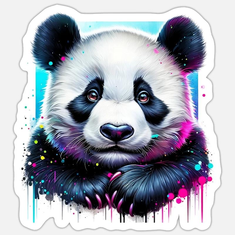 Panda - Sticker Größe S (10 x 10 cm) - Mattweiß