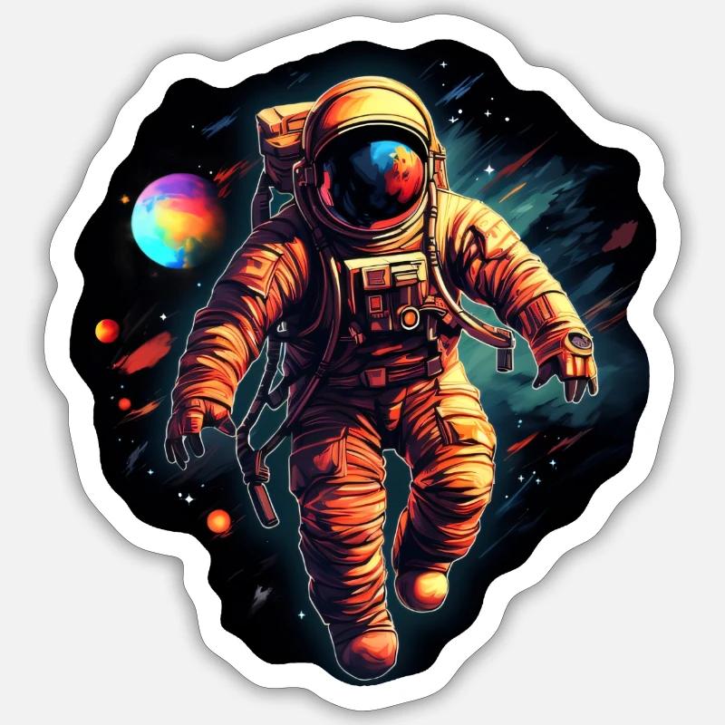 Astronaut on spacewalk - Sticker size S (10 x 10 cm) - white matte