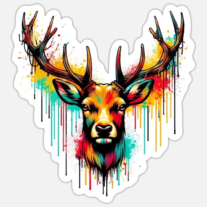 Cerf - Sticker taille S (10 x 10 cm) - blanc mat