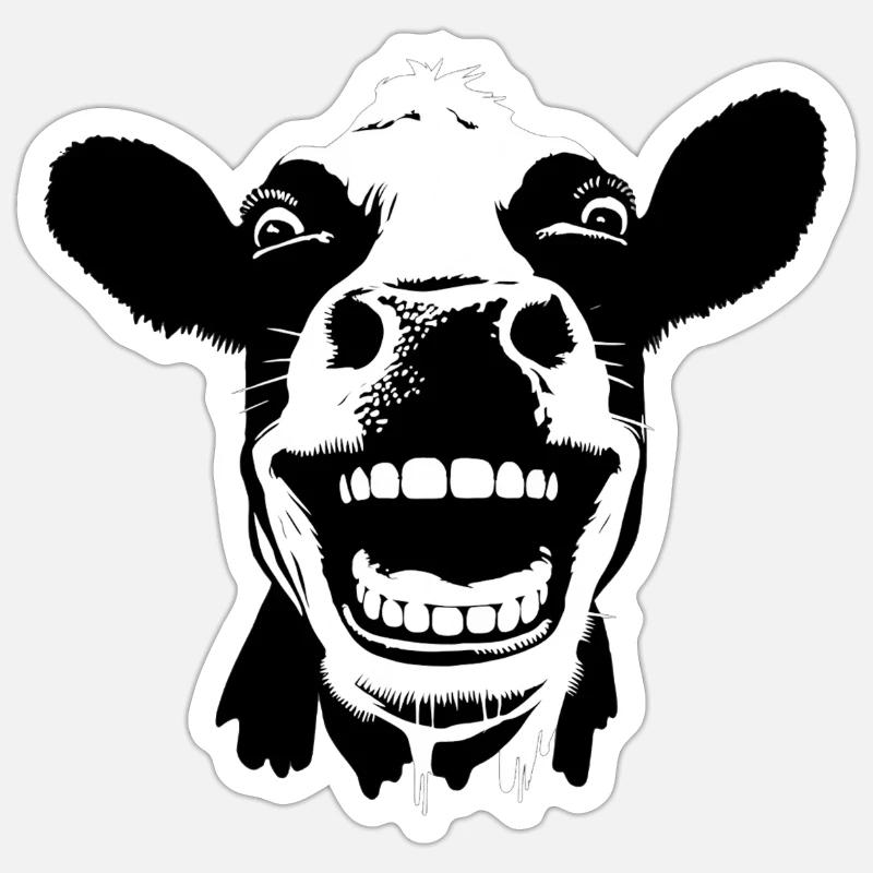Mucca che ride | Mucca selvatica - Sticker formato S (10 x 10 cm) - bianco opaco