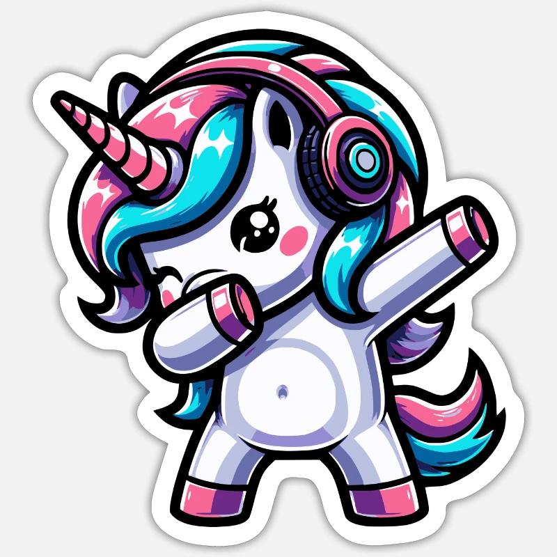 Dabbing Einhorn - Sticker Größe S (10 x 10 cm) - Mattweiß