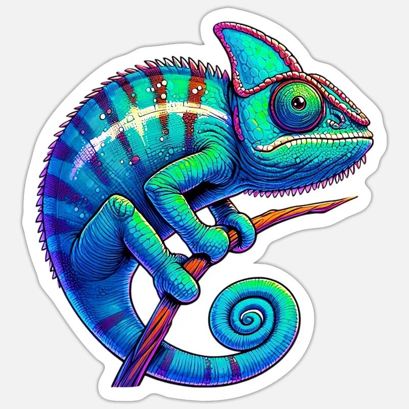 Caméléon - Sticker taille S (10 x 10 cm) - blanc mat