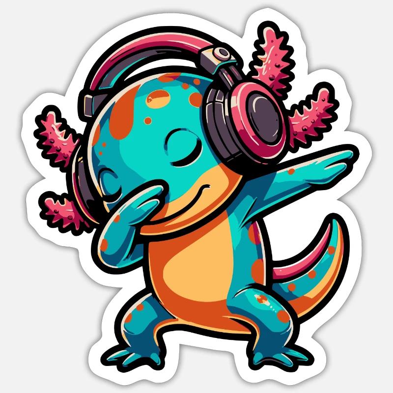 Dabbing Axolotl - Sticker size S (10 x 10 cm) - white matte