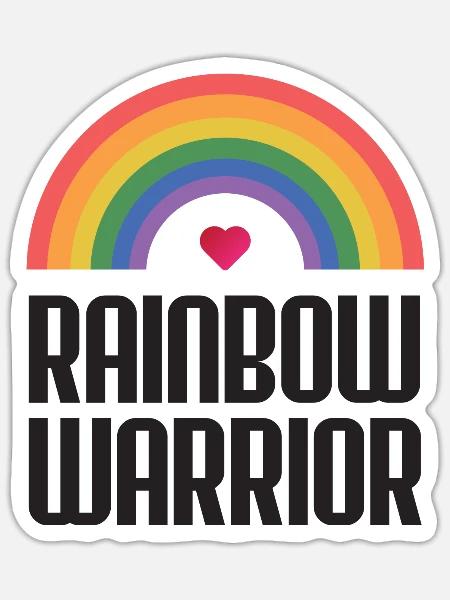 LGBTQ-Pride-Monat - Rainbow Warrior - Sticker Größe S (10 x 10 cm) - Mattweiß