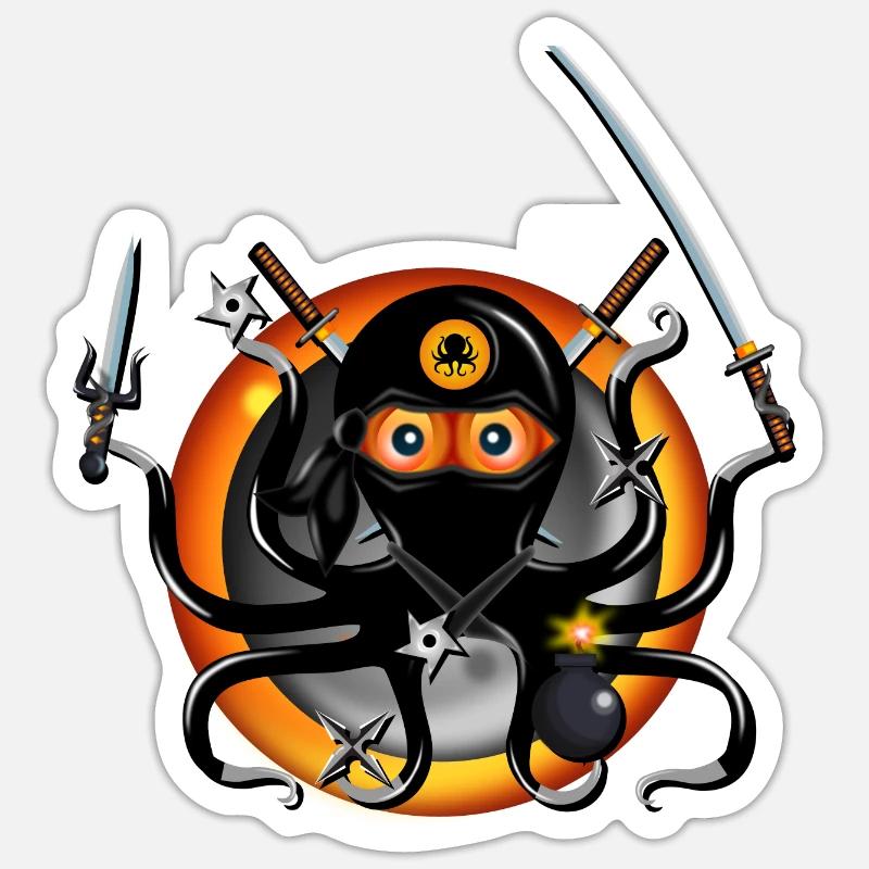 Ninja Octopus - Sticker size S (10 x 10 cm) - white matte