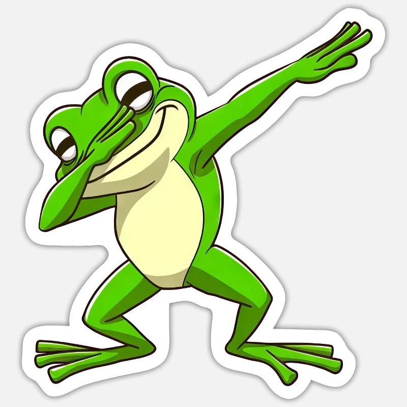 Cool Frog Dabbing Pose Trendy - Sticker size S (10 x 10 cm) - white matte