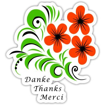 Thank you Thanks Merci - Sticker size S (10 x 10 cm) - white matte - Front