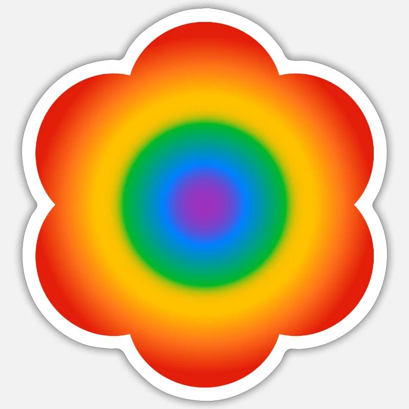 Regenbogen-Blume - Sticker Größe S (10 x 10 cm) - Mattweiß