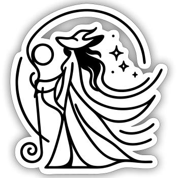 Sorceress simple elegant - black Line Art - Sticker size S (10 x 10 cm) - white matte - Front