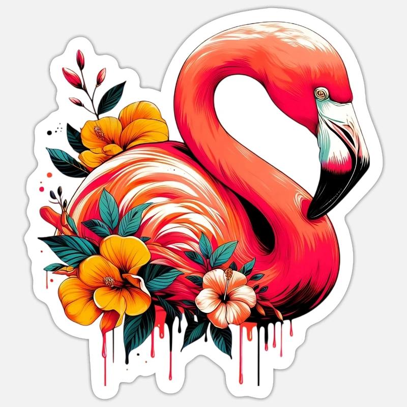 Flamingo - Sticker Größe S (10 x 10 cm) - Mattweiß