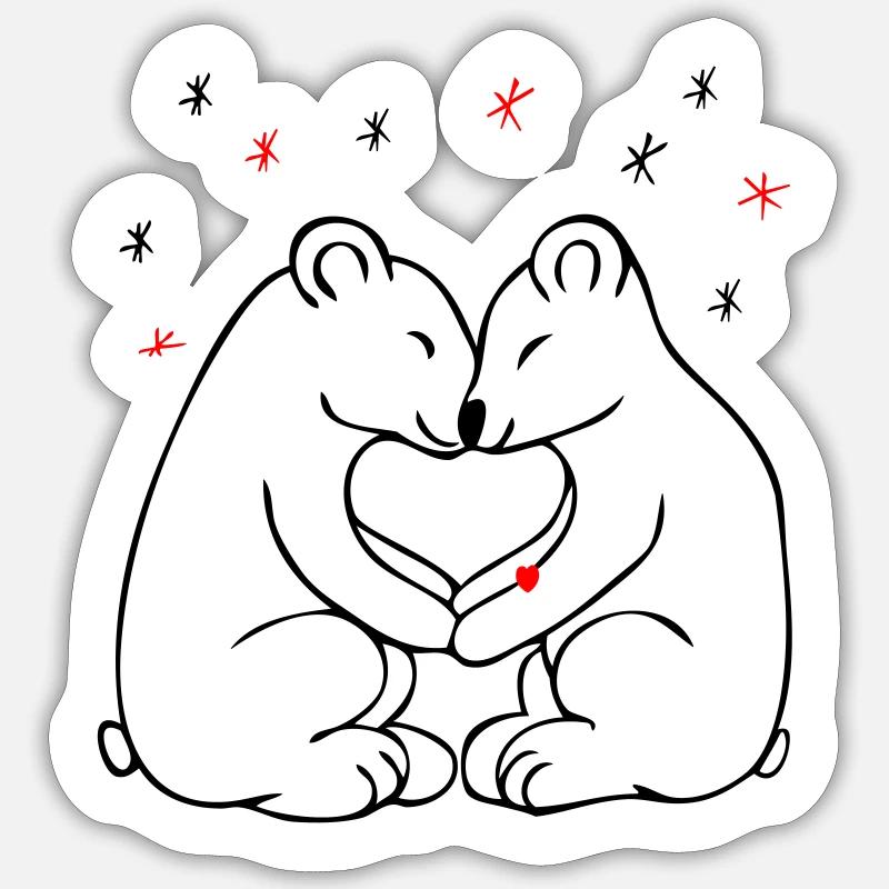 Ours polaires - Sticker taille S (10 x 10 cm) - blanc mat
