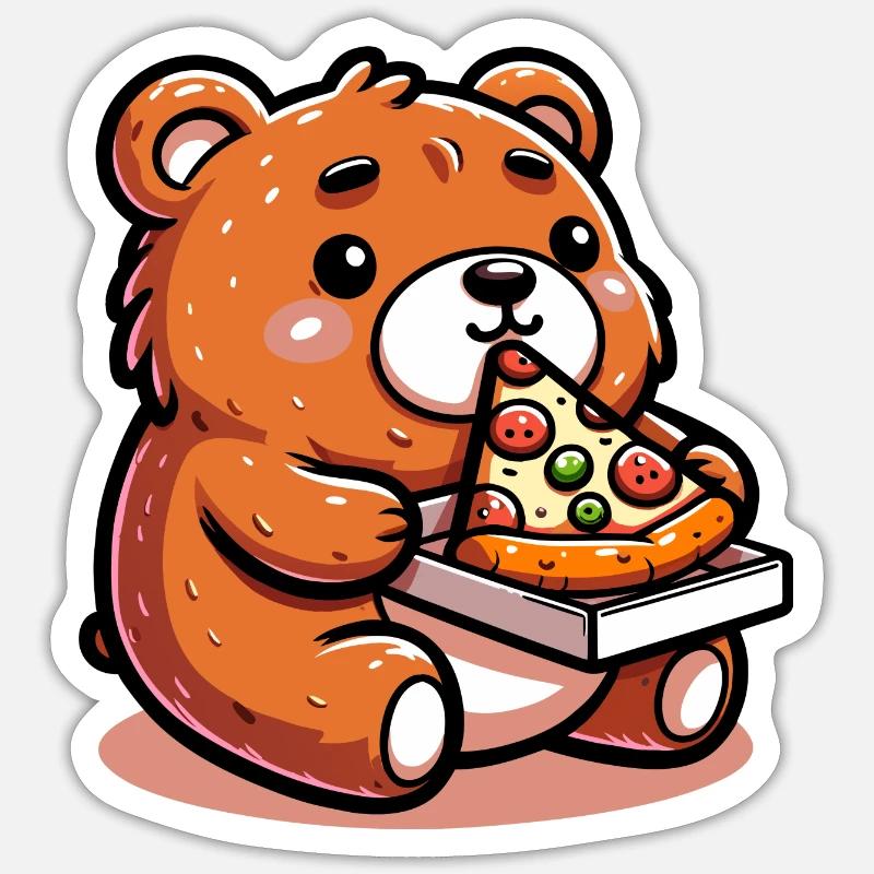 Bear Pizza Sticker size S (10 x 10 cm)