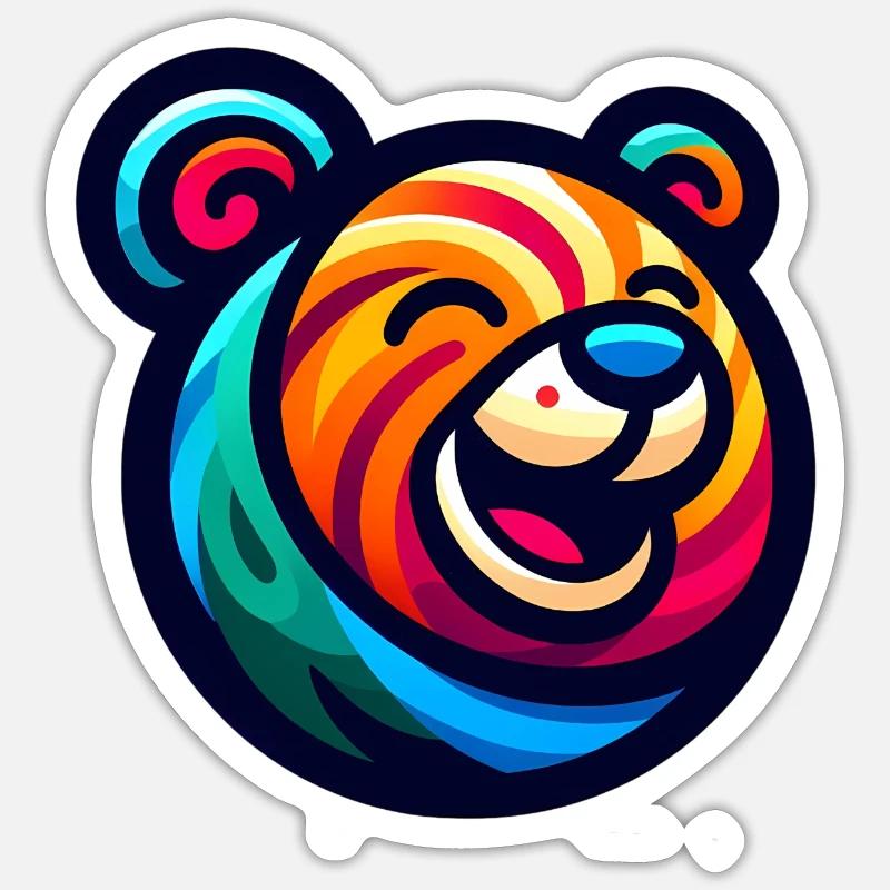 Funny Bear - Sticker Größe S (10 x 10 cm) - Mattweiß