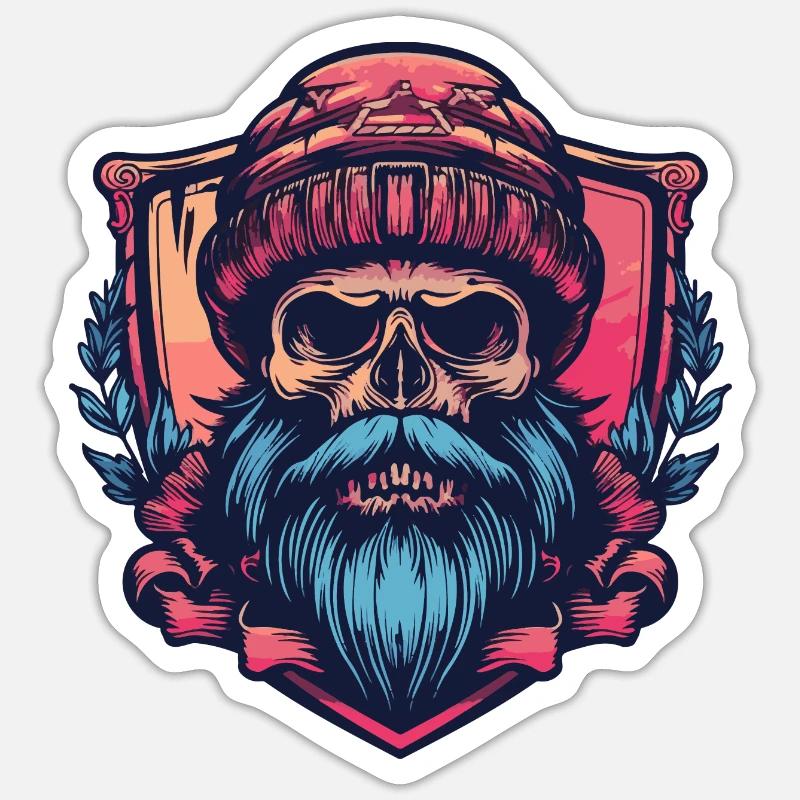 Lumberjack Skull - Sticker size S (10 x 10 cm) - white matte