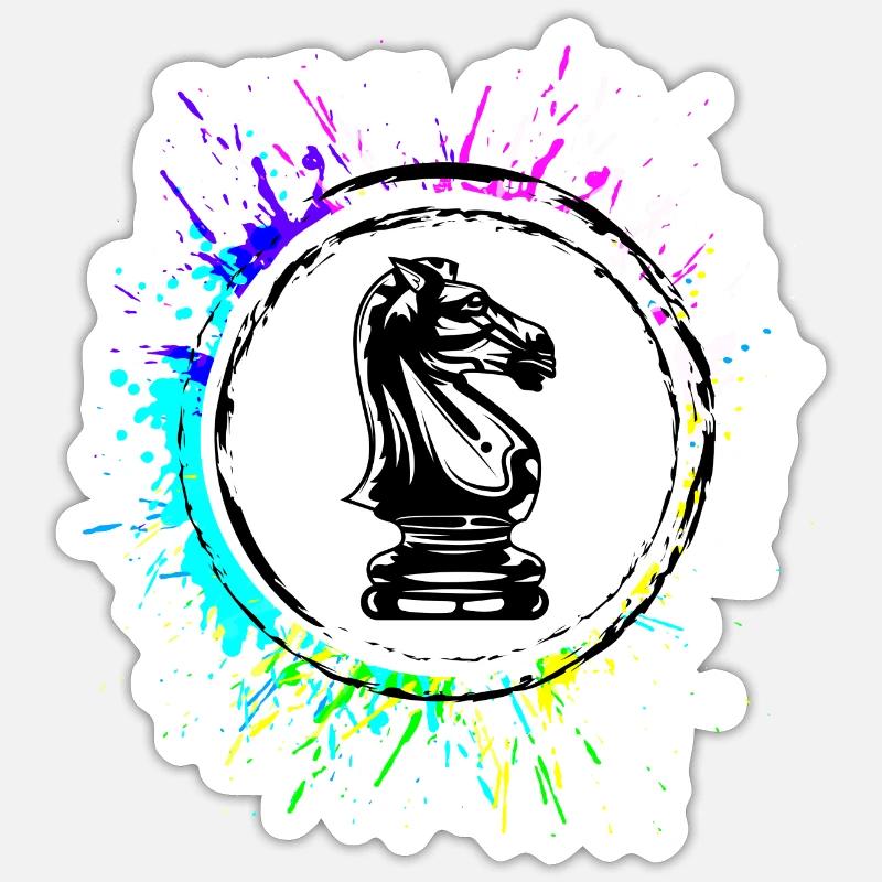 Pferd Schachfigur - Sticker Größe S (10 x 10 cm) - Mattweiß