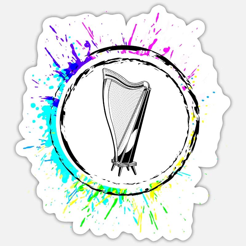 Symbole de la harpe - Sticker taille S (10 x 10 cm) - blanc mat