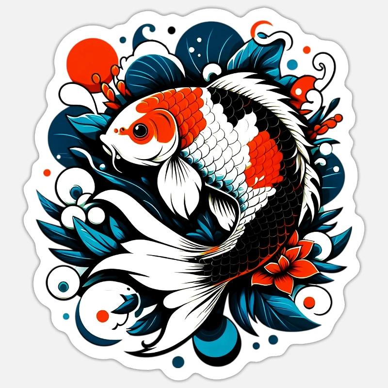 Carpa Koi - Sticker formato S (10 x 10 cm) - bianco opaco