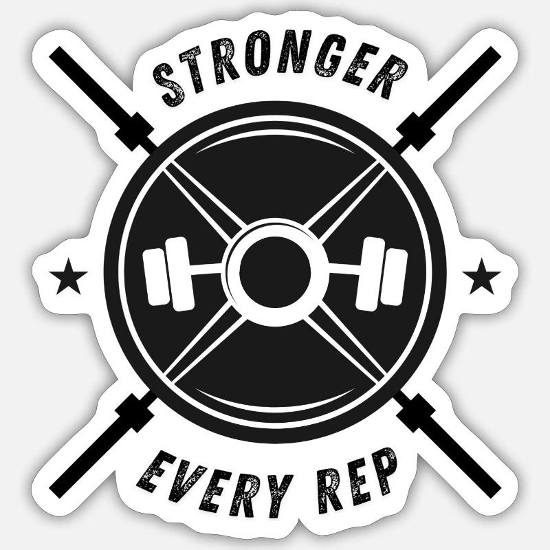 Stronger Every Rep - Sticker Größe S (10 x 10 cm) - Mattweiß