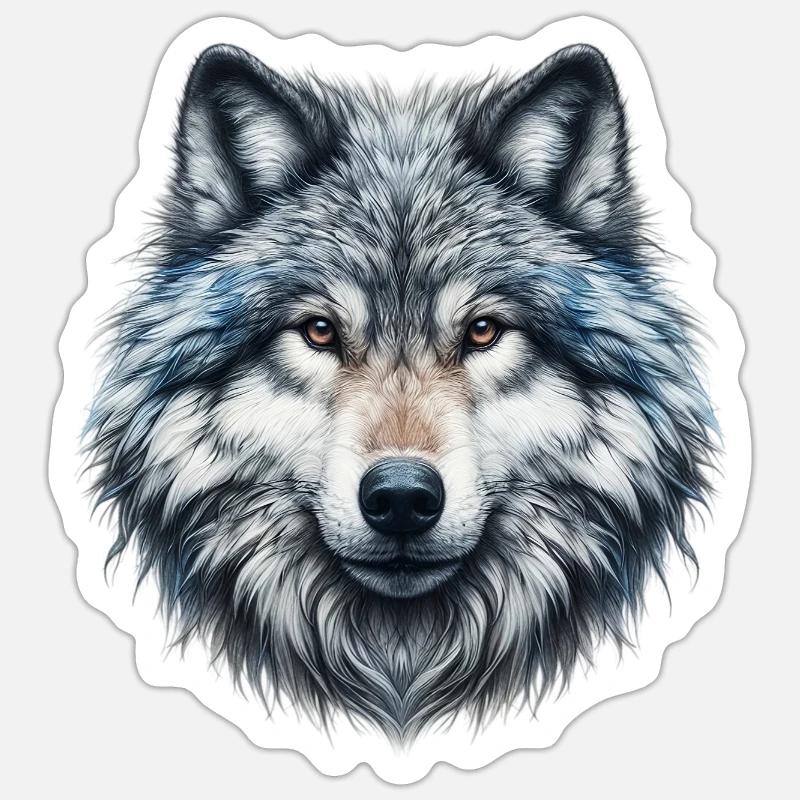 Wolf - Sticker Größe S (10 x 10 cm) - Mattweiß