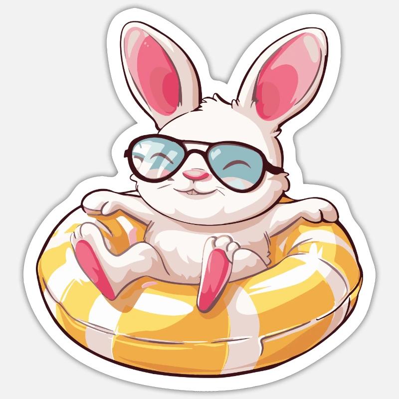 Bunny Summer Comic Sticker size S (10 x 10 cm)