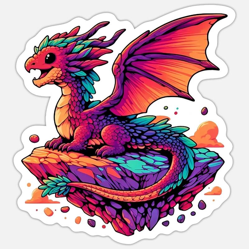 Drache - Sticker Größe S (10 x 10 cm) - Mattweiß