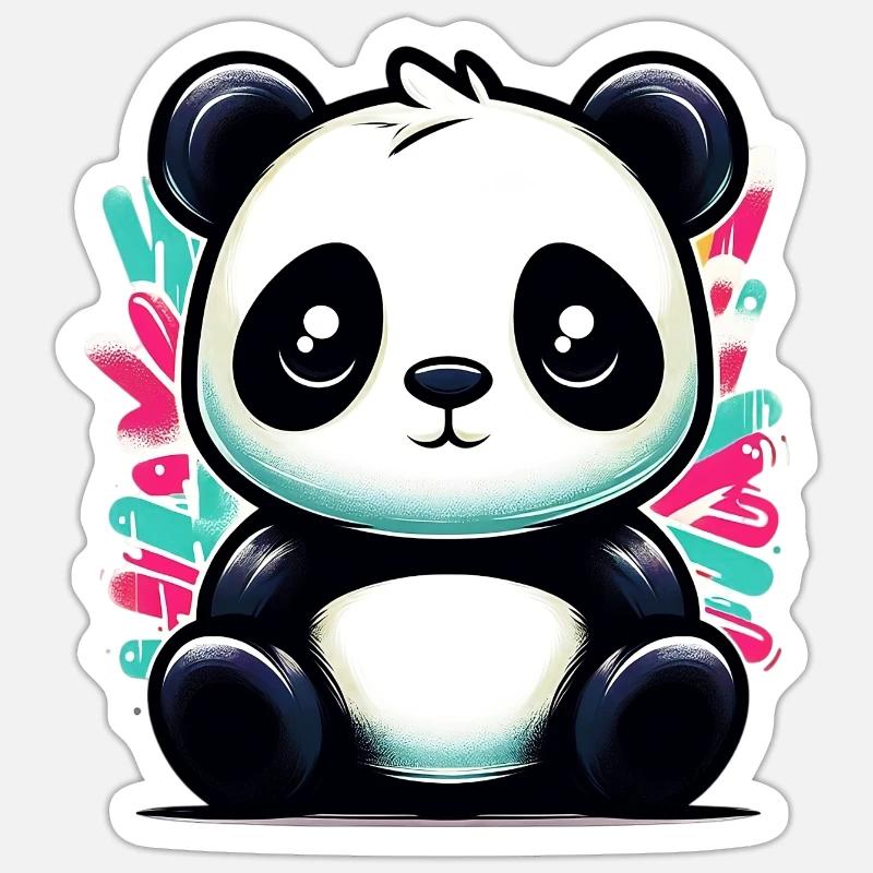 Panda - Sticker Größe S (10 x 10 cm) - Mattweiß