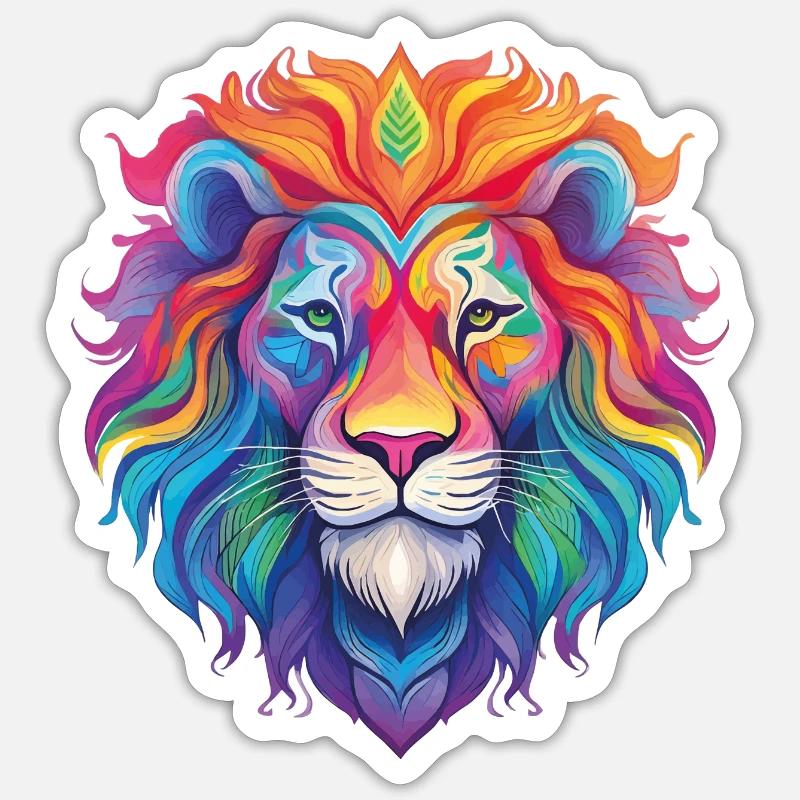 Rainbow Lion - Sticker size S (10 x 10 cm) - white matte