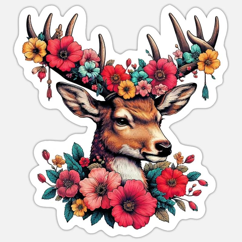 Hirsch - Sticker Größe S (10 x 10 cm) - Mattweiß