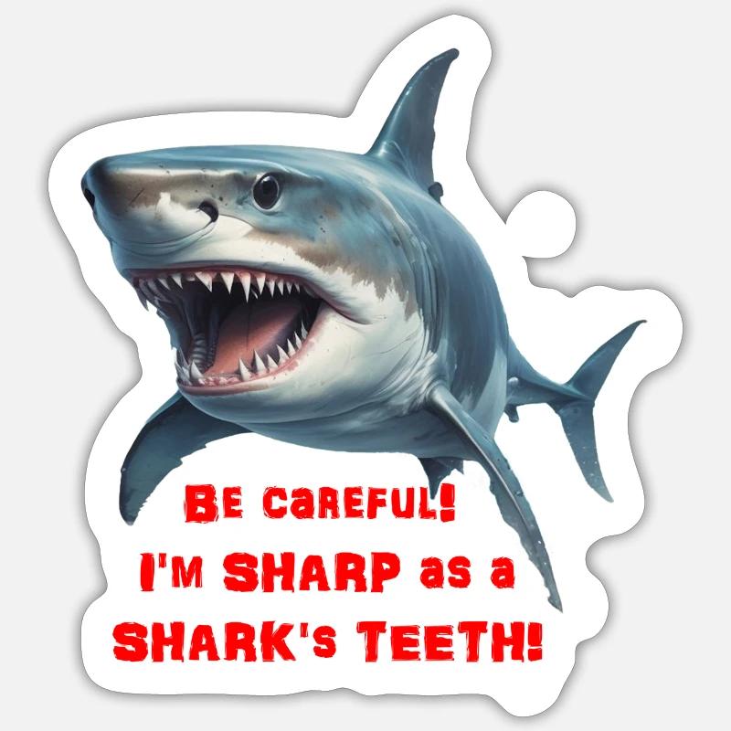 Tranchant comme un requin - Sticker taille S (10 x 10 cm) - blanc mat