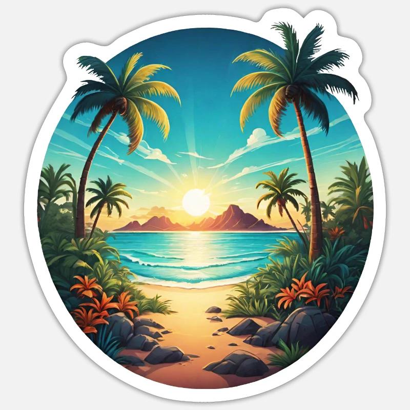 On the beach - Sticker size S (10 x 10 cm) - white matte
