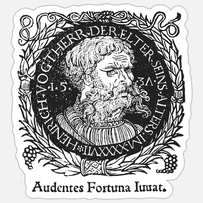 Glück hilft den Mutigen - Sticker Größe S (10 x 10 cm) - Mattweiß