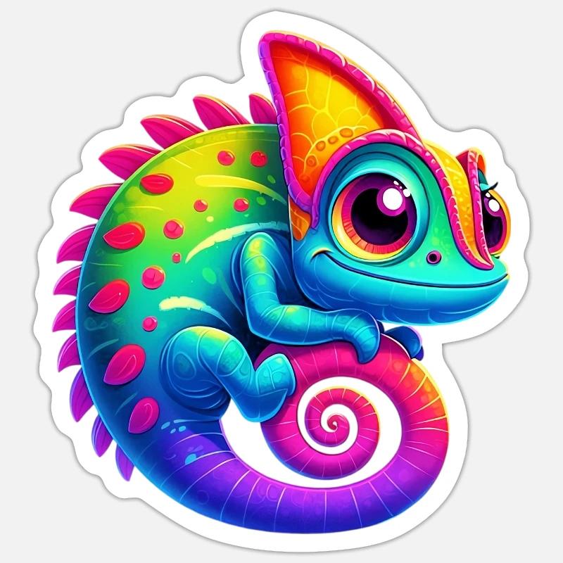 Chamäleon - Sticker Größe S (10 x 10 cm) - Mattweiß