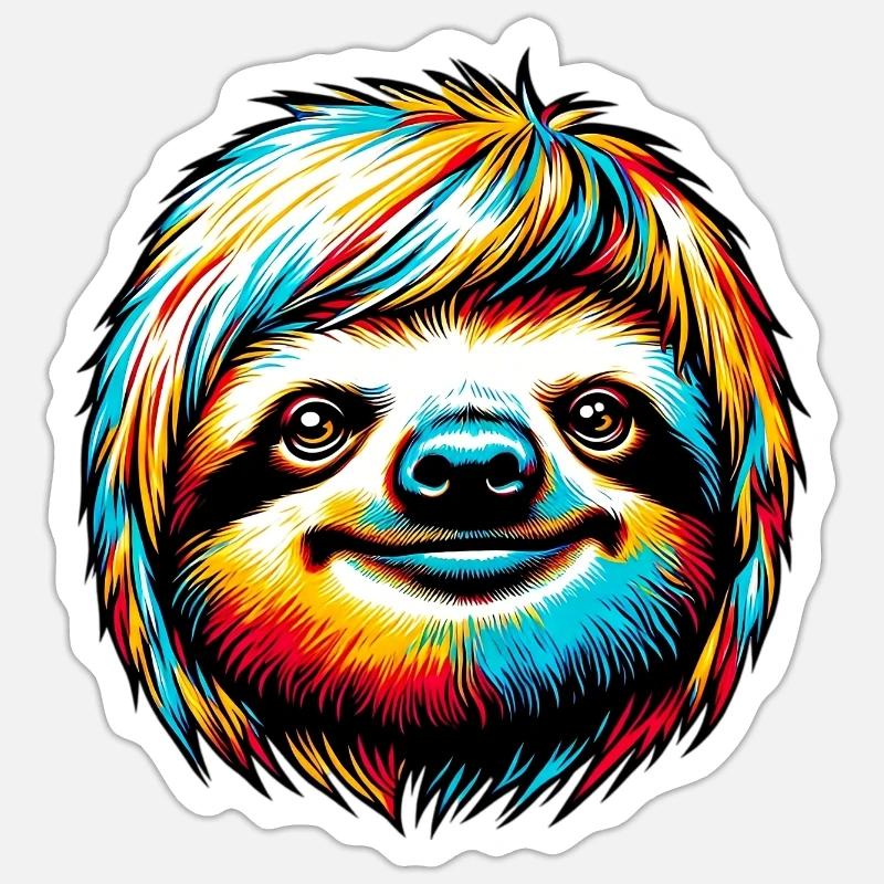 Faultier - Sticker Größe S (10 x 10 cm) - Mattweiß