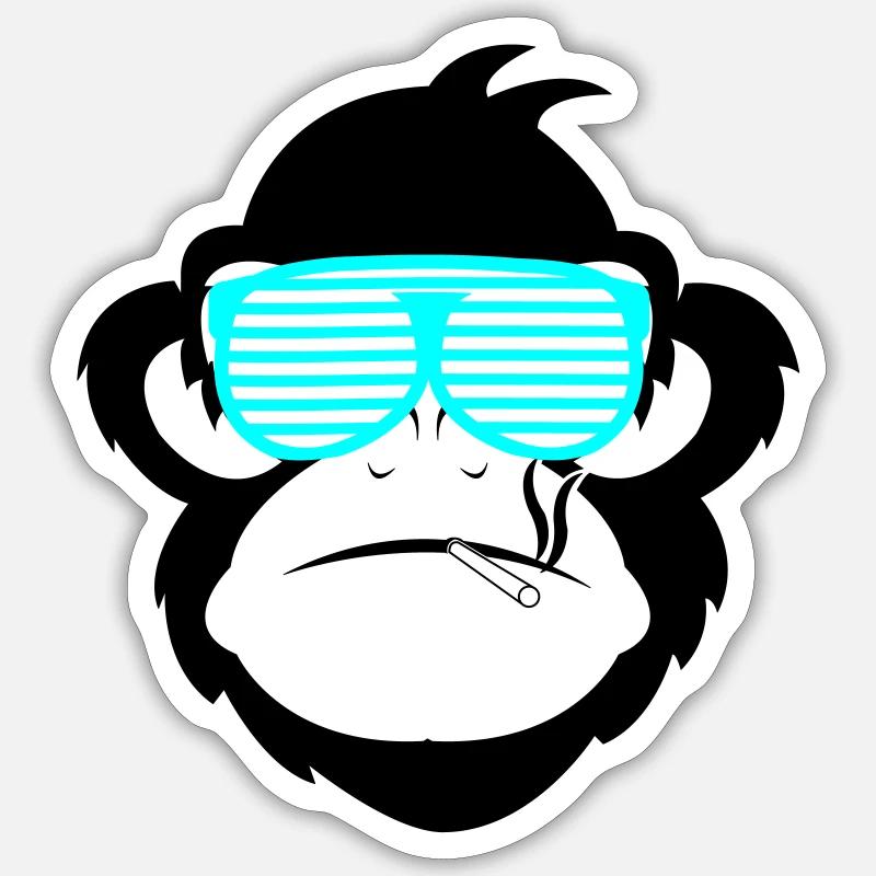 smoking monkey 2 - Sticker Größe S (10 x 10 cm) - Mattweiß