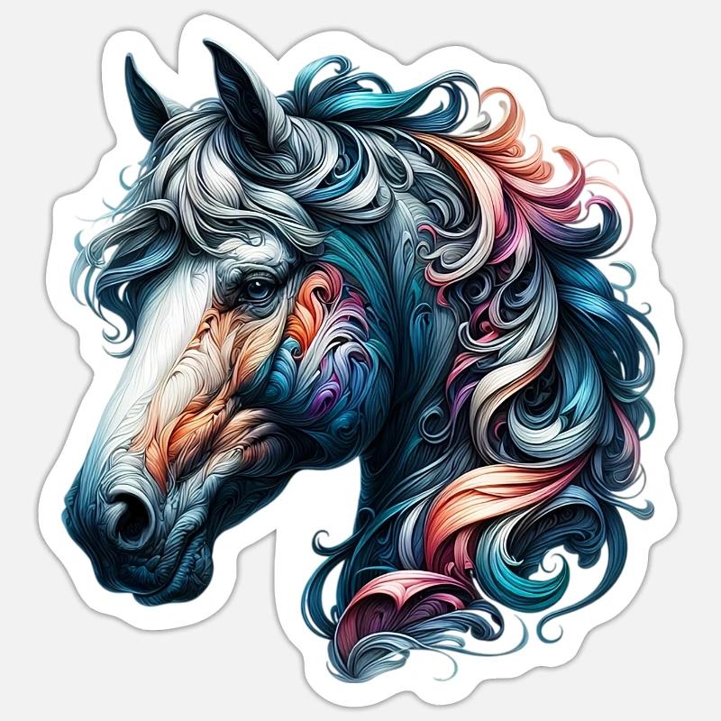 Hest - Sticker størrelse S (10 x 10 cm) - mat hvid