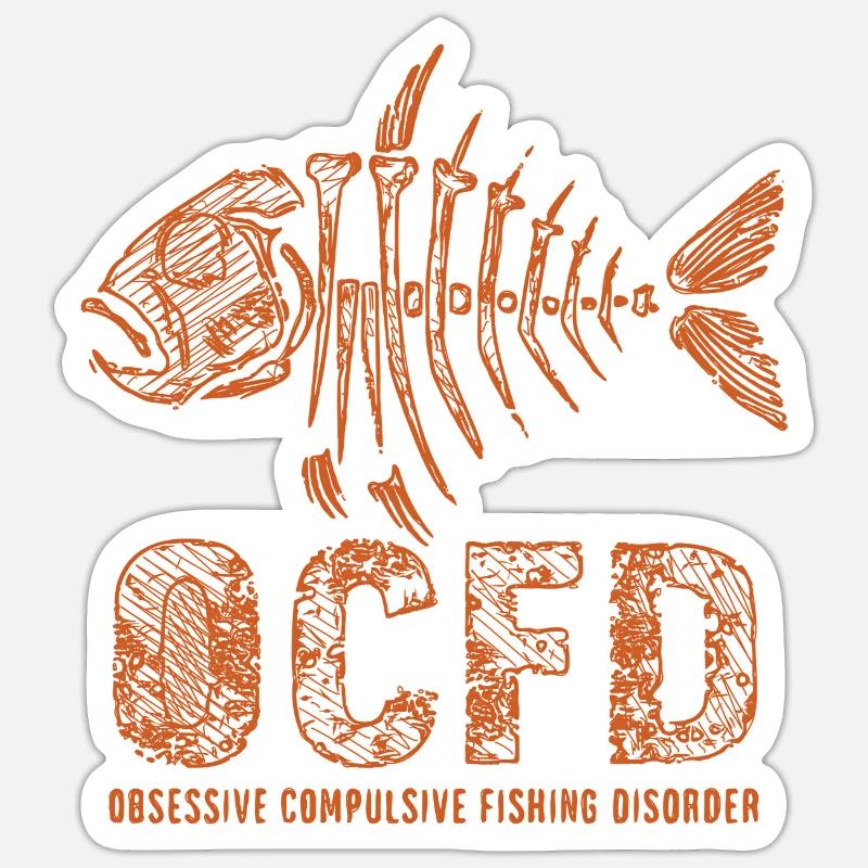 OCFD Trouble obsessionnel compulsif de la pêche Sticker taille S (10 x 10 cm)