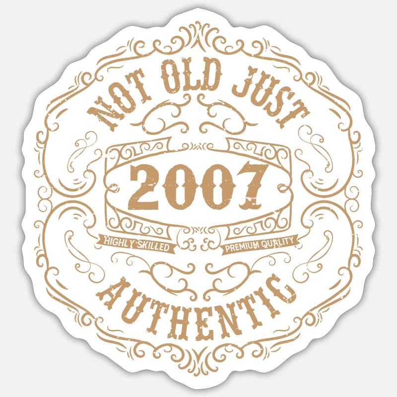 2007 Classic 2007 Retro Geburtstagsgeschenk 2007 - Sticker Größe S (10 x 10 cm) - Mattweiß