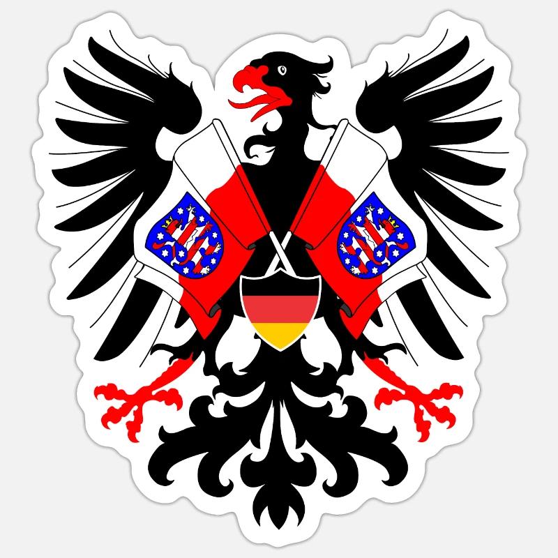 German Eagle with flags of Thuringia province Sticker size S (10 x 10 cm)