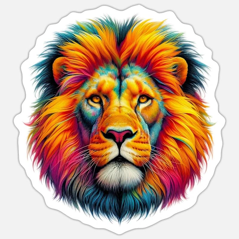 Lion - Sticker taille S (10 x 10 cm) - blanc mat