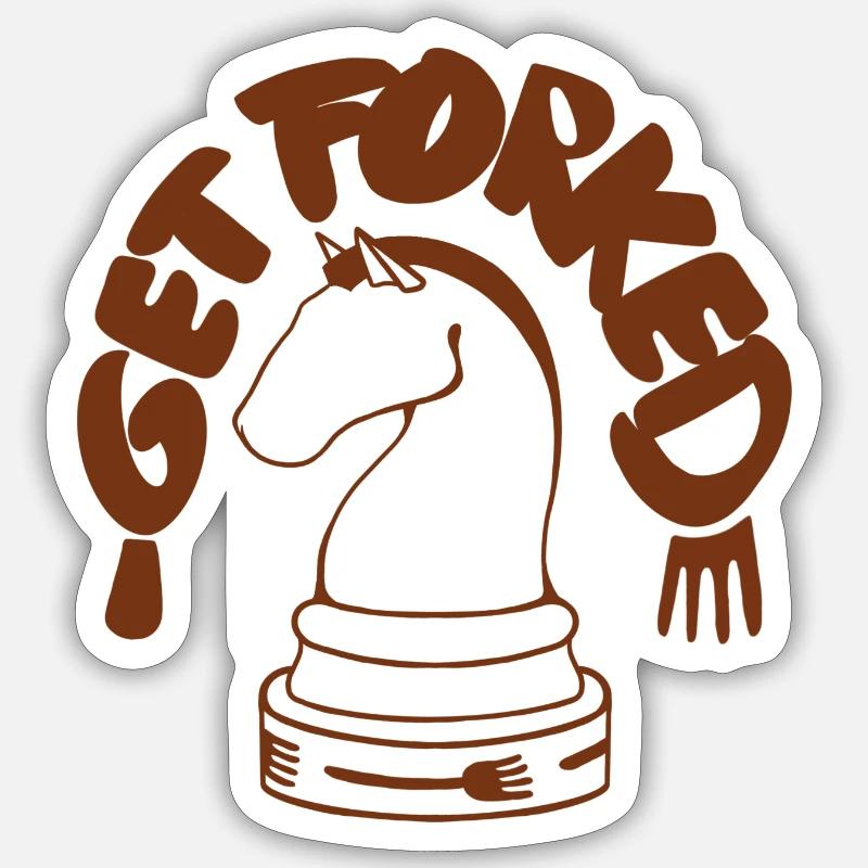 Chess - Get forked - Sticker size S (10 x 10 cm) - white matte