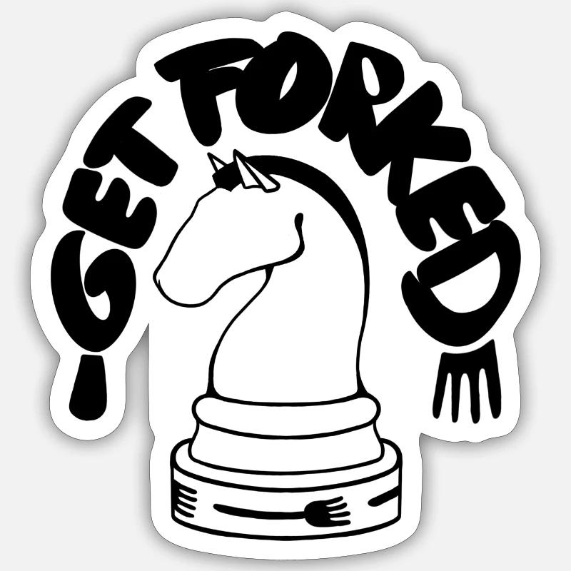 Chess - Get forked - Sticker size S (10 x 10 cm) - white matte