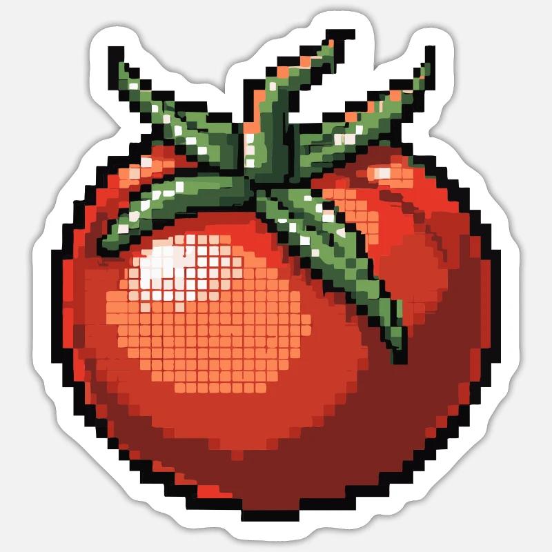 Tomate Pixel Symbol - Sticker Größe S (10 x 10 cm) - Mattweiß