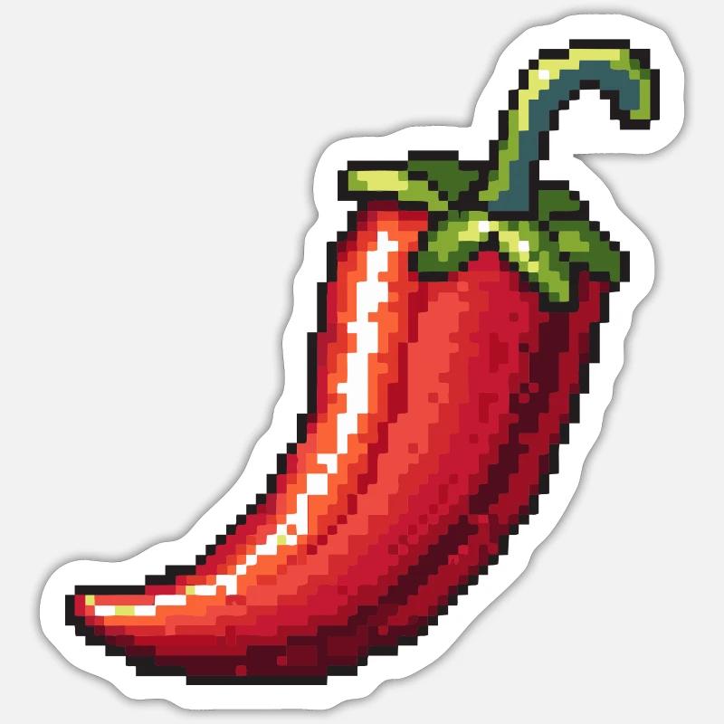 Icône Pixel Chili - Sticker taille S (10 x 10 cm) - blanc mat
