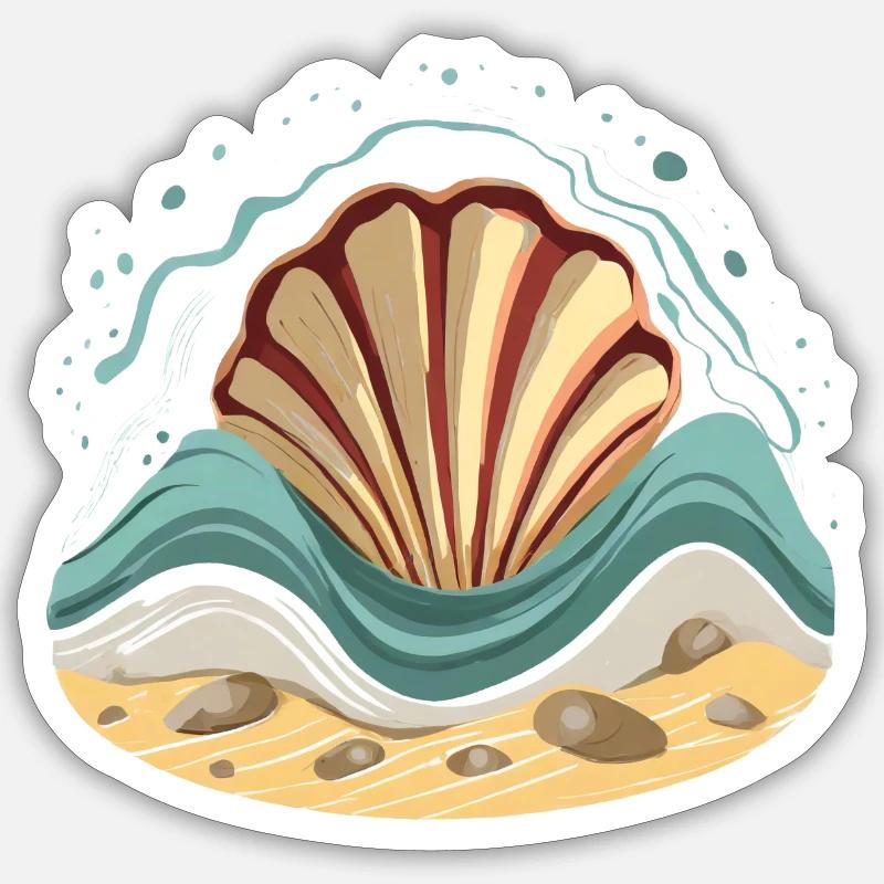 Seashell on the beach Sticker size S (10 x 10 cm)