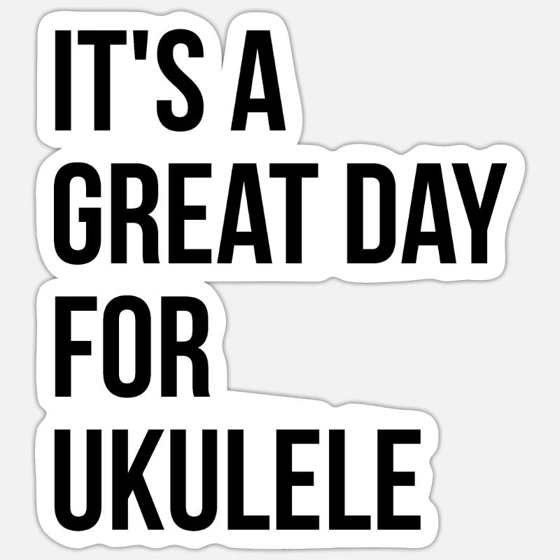 ukulélé - Sticker taille S (10 x 10 cm) - blanc mat