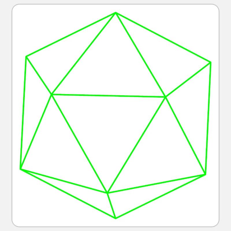 icosaèdre vert Sticker taille S (10 x 10 cm)