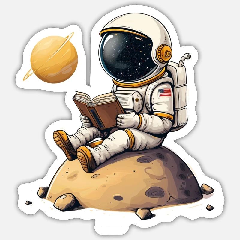 ASTRONAUTE MARS PLANET GPS ETOILE BV - Sticker taille S (10 x 10 cm) - blanc mat
