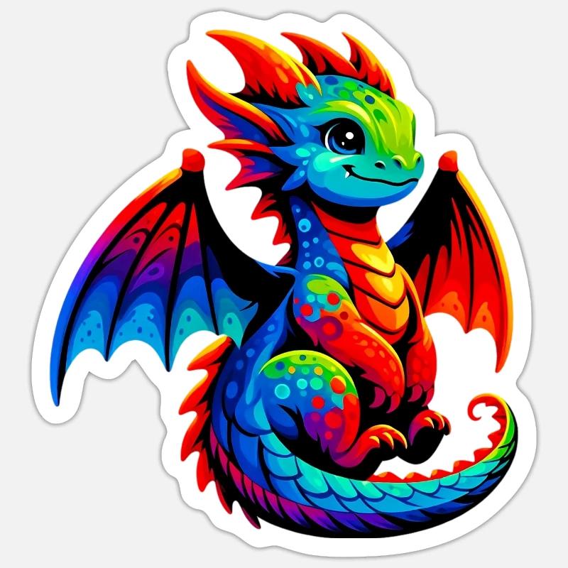 Dragon - Sticker taille S (10 x 10 cm) - blanc mat